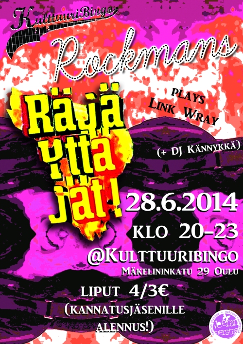 Poster for a gig in Kulttuuribingo, summer 2014.